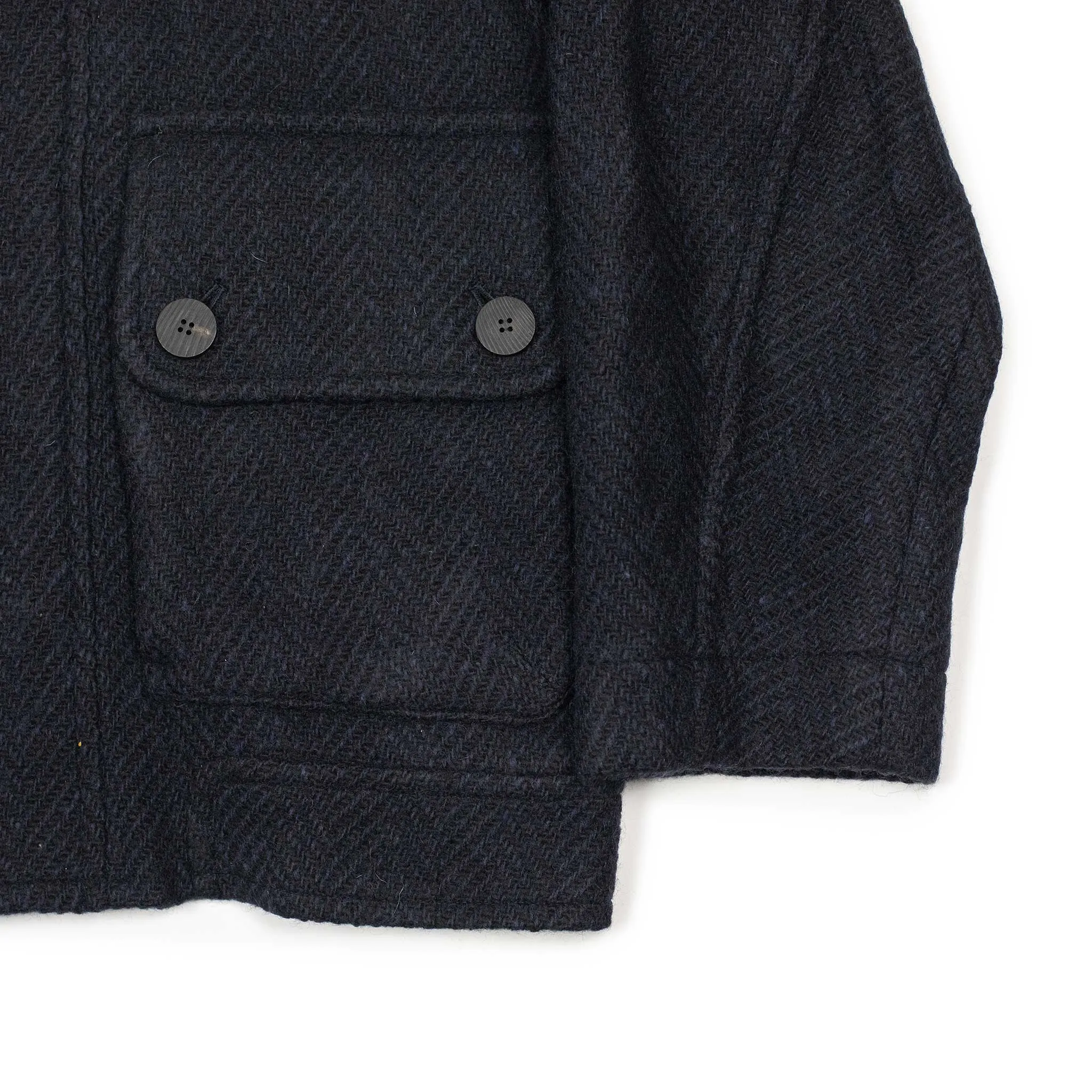 Navy Donegal Tweed Big Pocket Half Coat