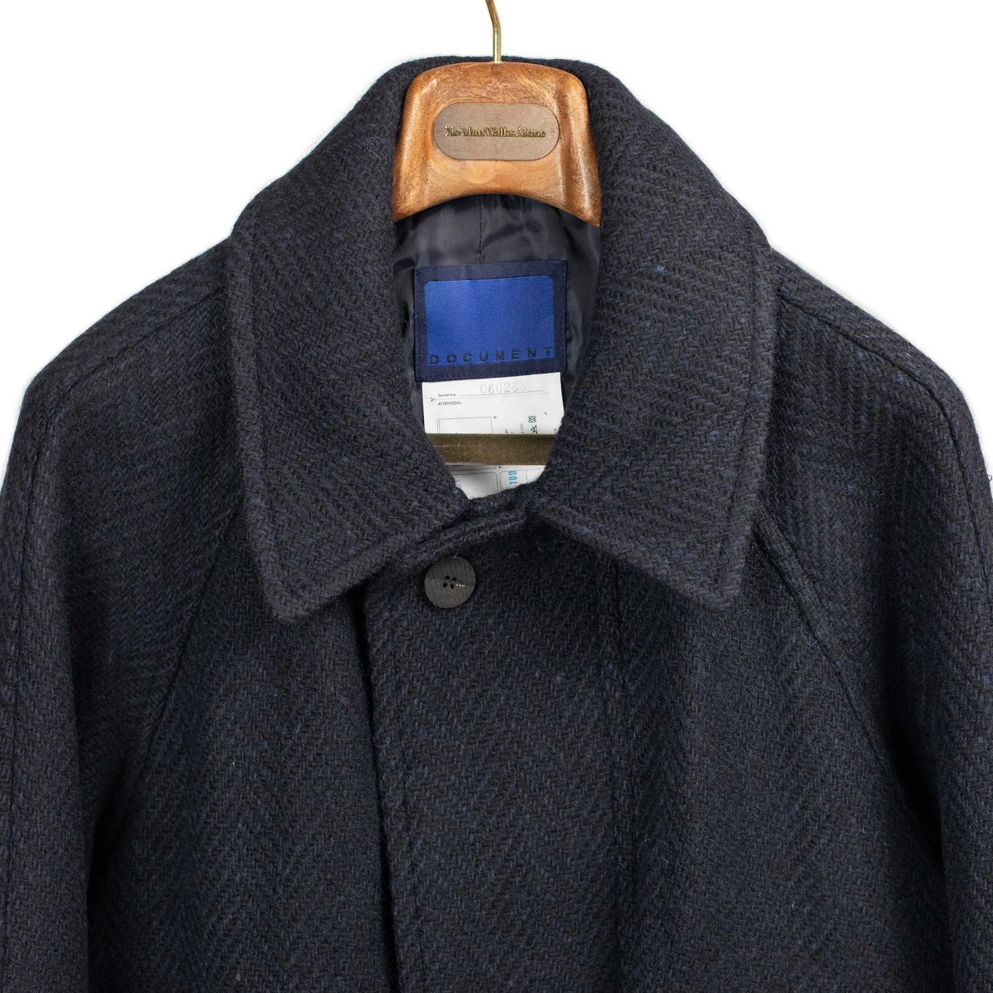 Navy Donegal Tweed Big Pocket Half Coat