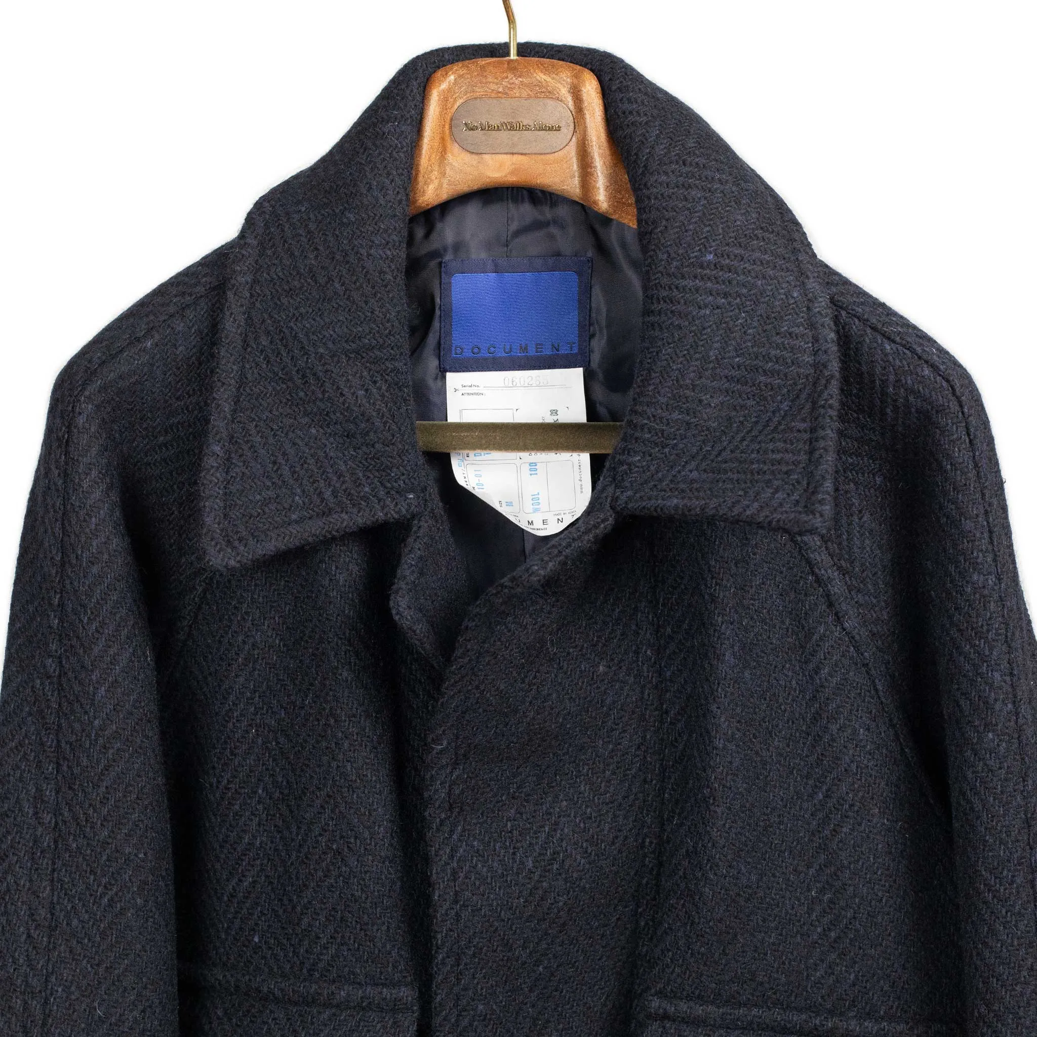 Navy Donegal Tweed Big Pocket Half Coat