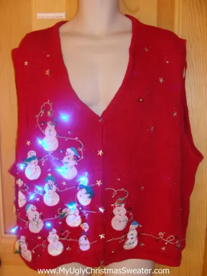 Need to Buy Christmas Sweaters? Red Light Up Sweater Vest Wm Mens XXXL