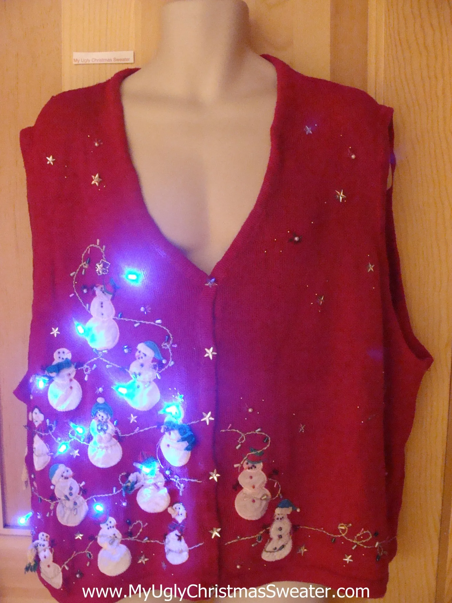 Need to Buy Christmas Sweaters? Red Light Up Sweater Vest Wm Mens XXXL