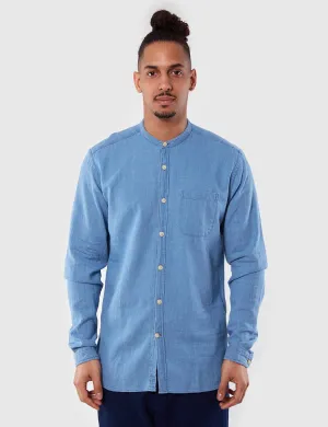 Oliver Spencer Grandad Kildale Shirt  - Light Indigo