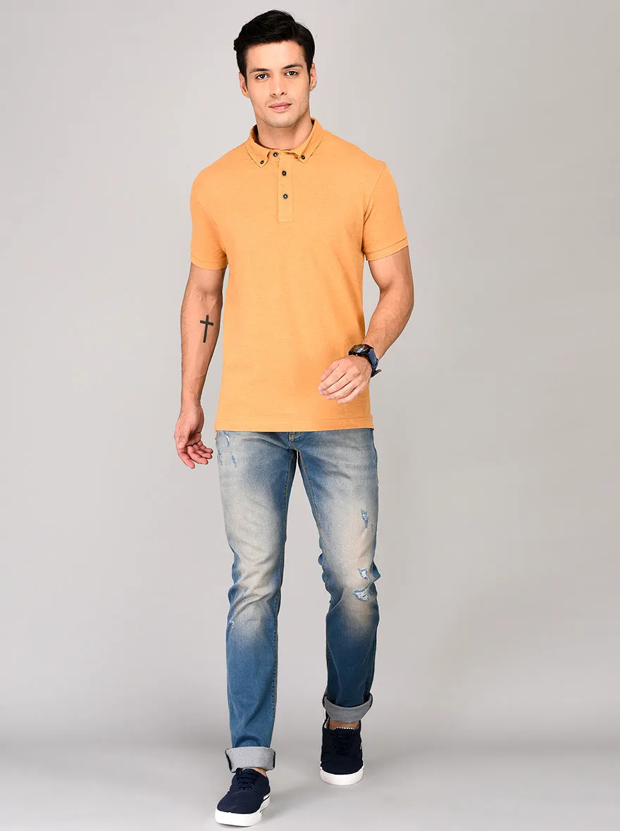 Orange Slim Fit Polo T-shirt | JadeBlue