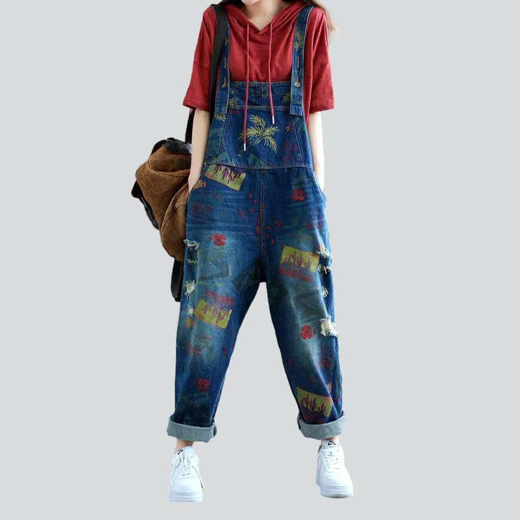 Painted denim dungaree for women