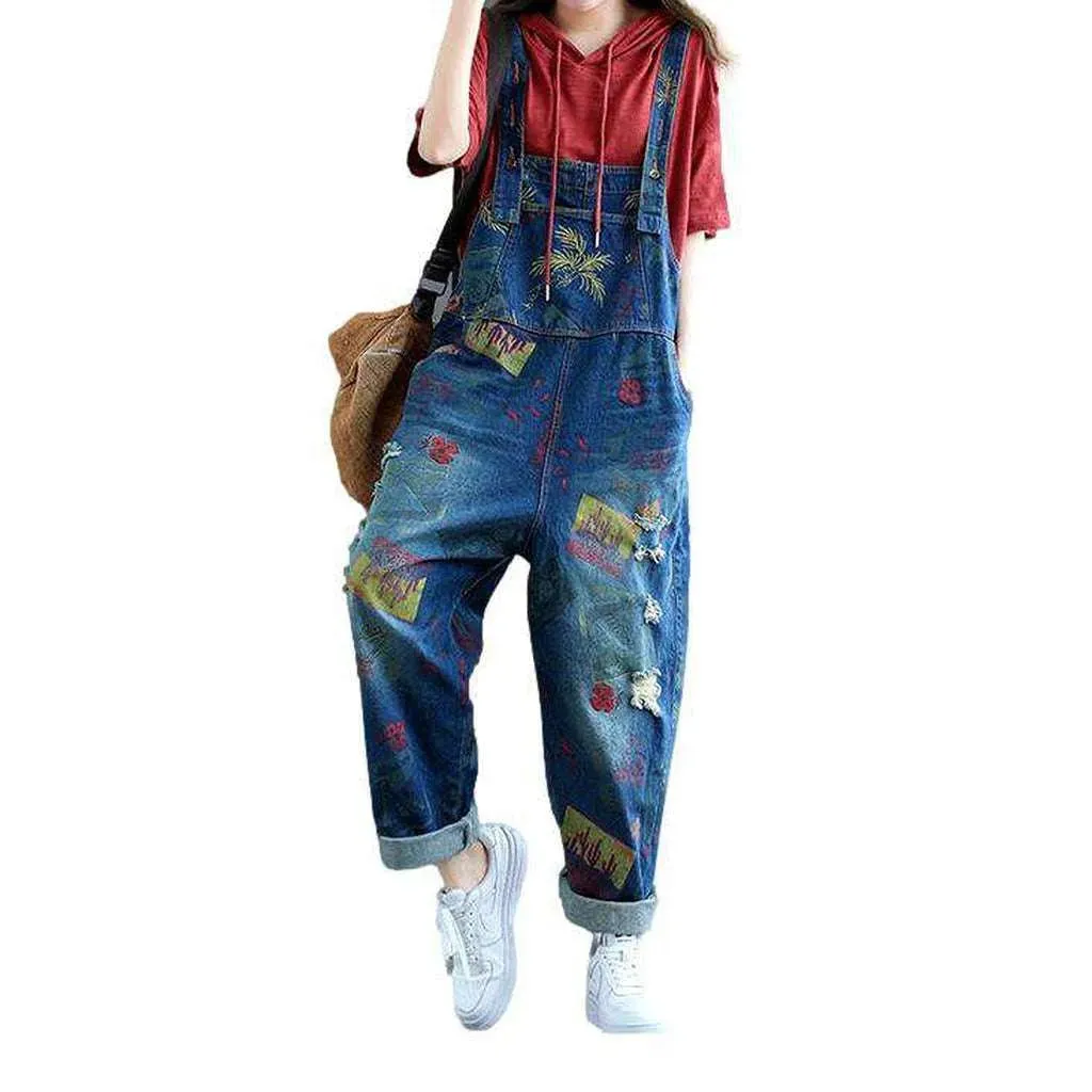 Painted denim dungaree for women