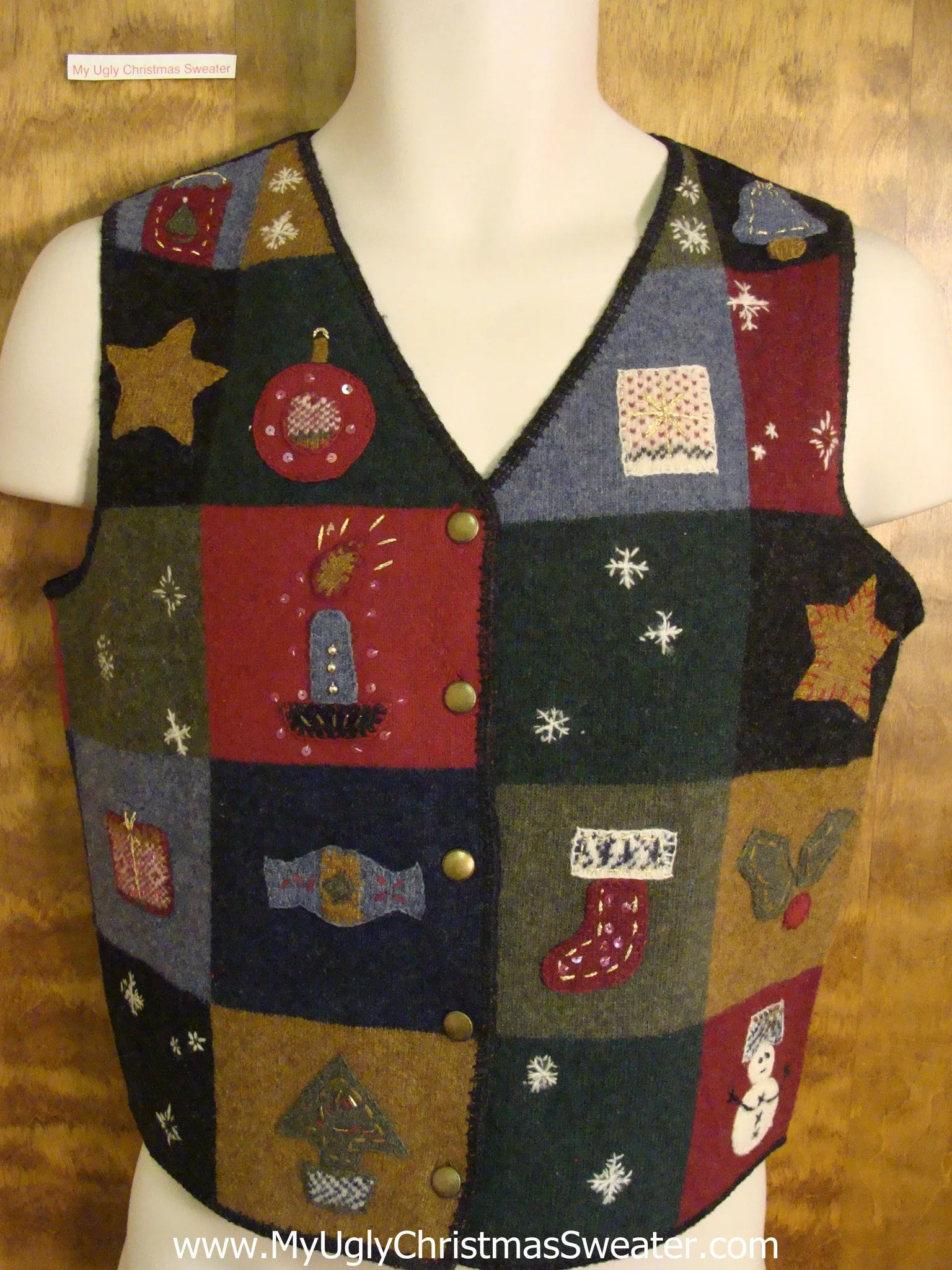 Patchwork Blocks Holiday Sweater Vest