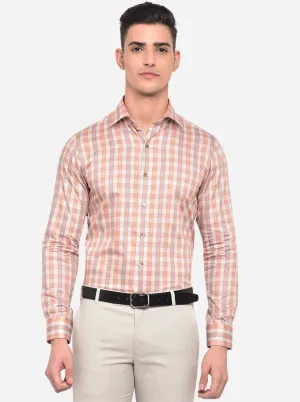 Peach Printed Slim Fit Party Wear Shirt | Wyre