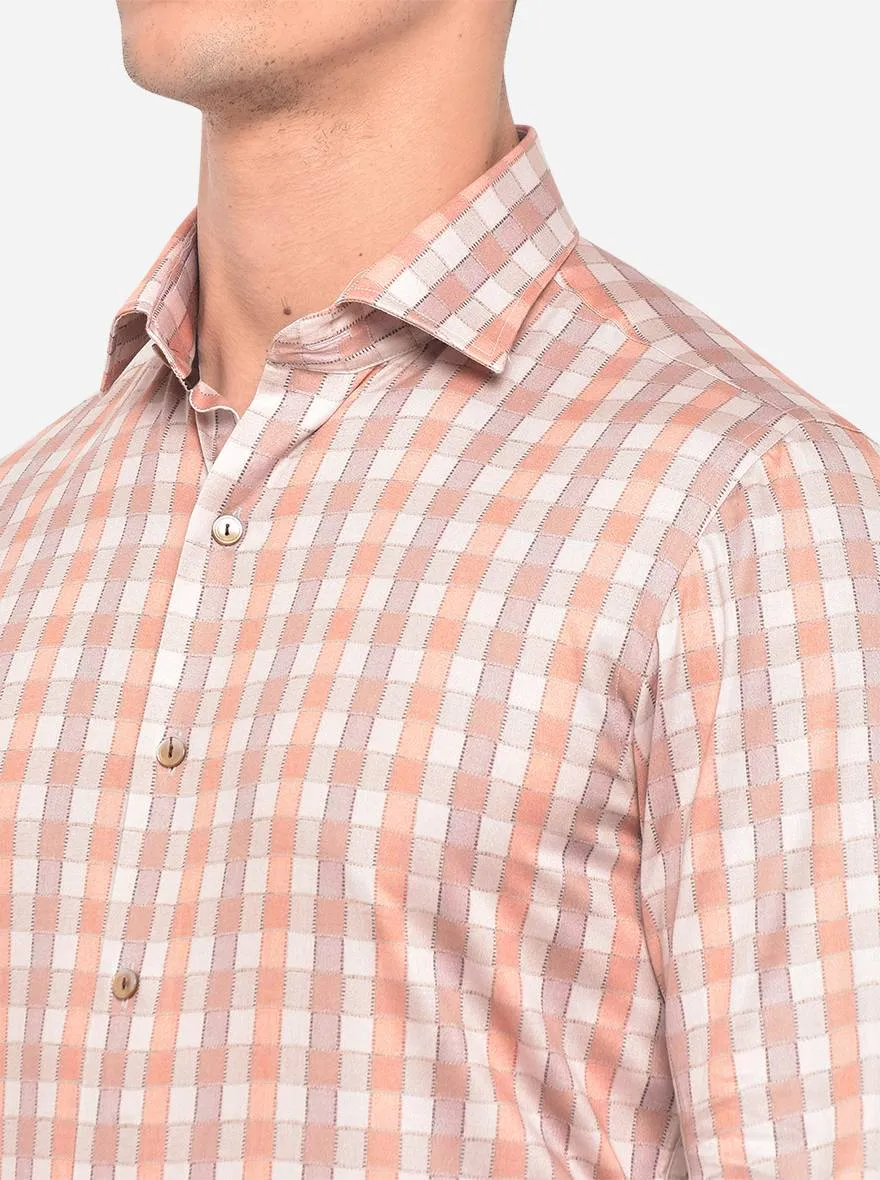 Peach Printed Slim Fit Party Wear Shirt | Wyre