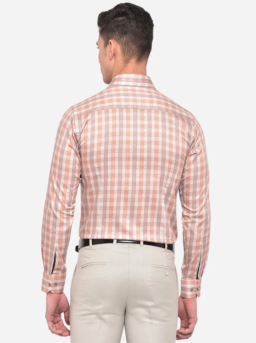 Peach Printed Slim Fit Party Wear Shirt | Wyre