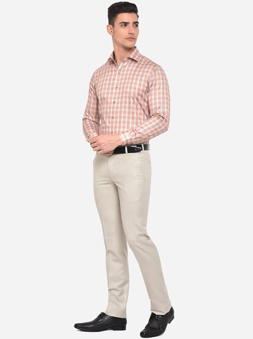 Peach Printed Slim Fit Party Wear Shirt | Wyre