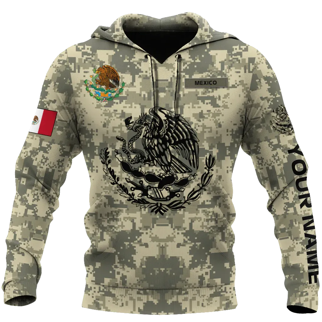 Personalized Mexican Army Hoodies, 3D Army Mexico Hoodie For Men And Women, Army Mexican Hoodie