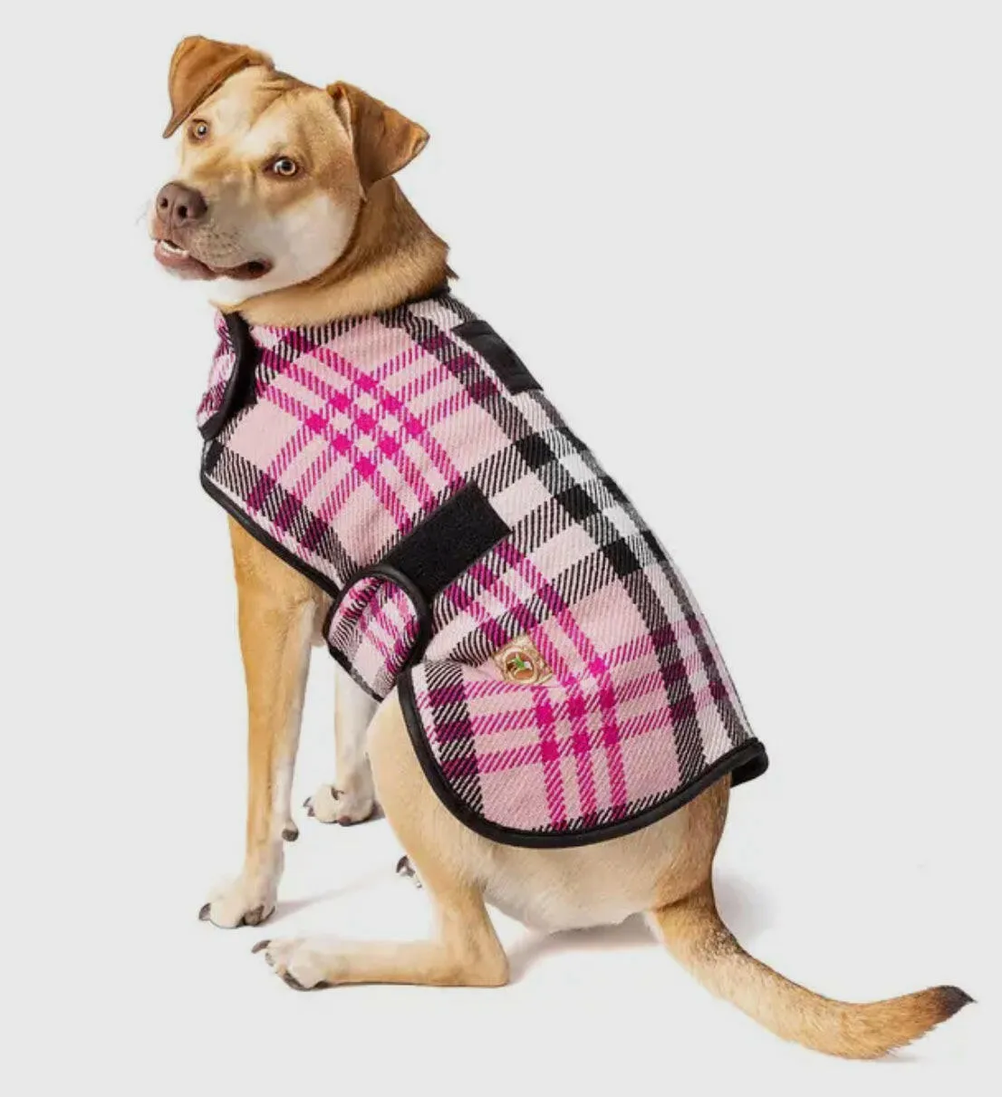 Pink Plaid Dog Blanket Coat