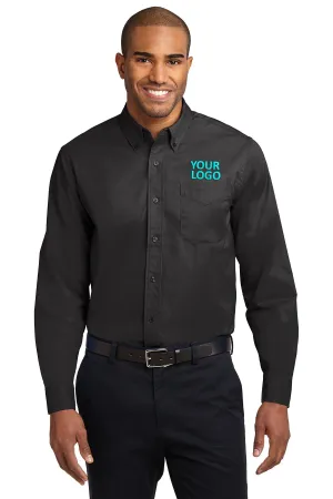 Port Authority Tall Custom Easy Care Shirts, Black/ Light Stone