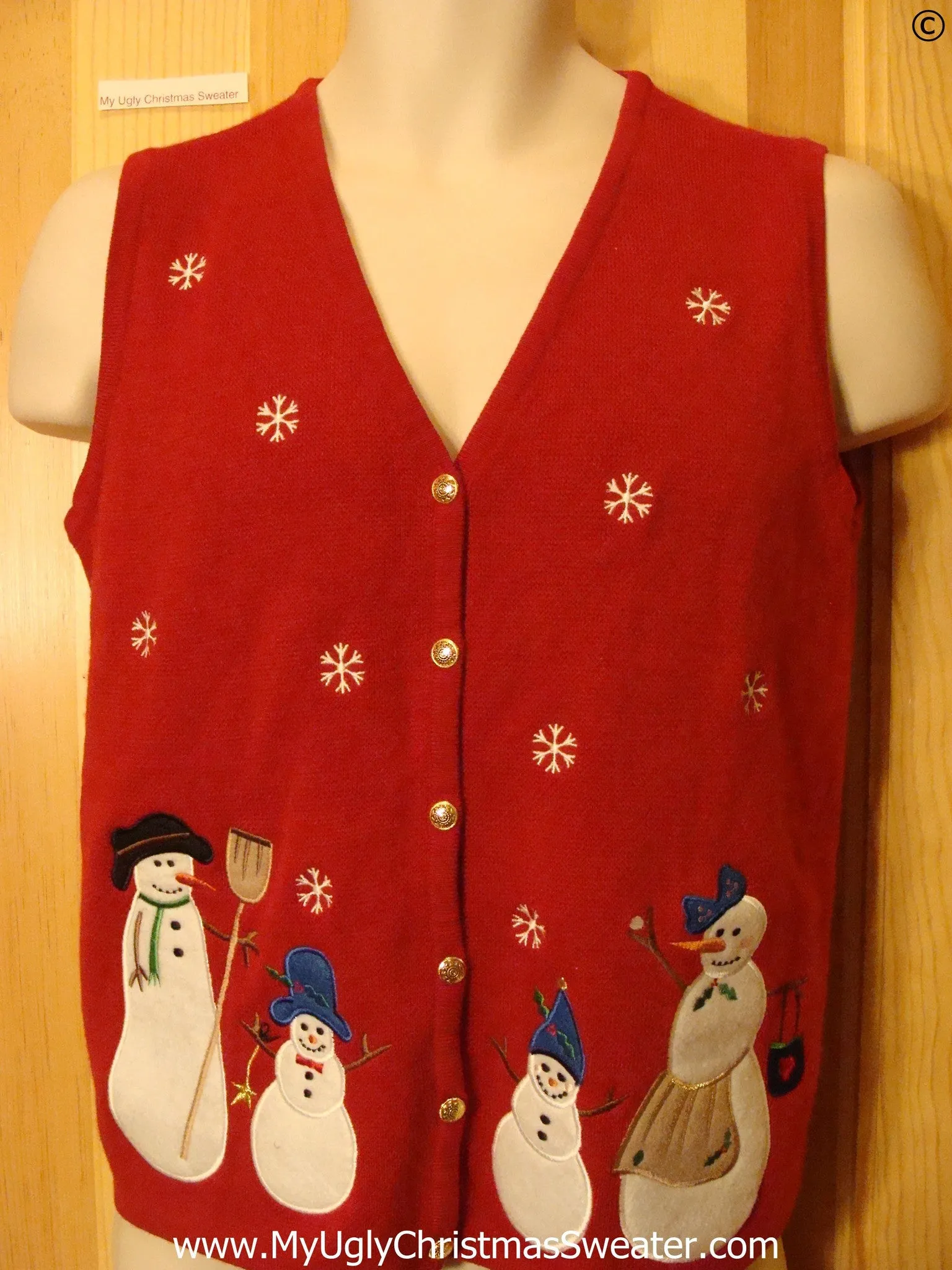 Red Snowman Family Cheap Christmas Sweater Vest