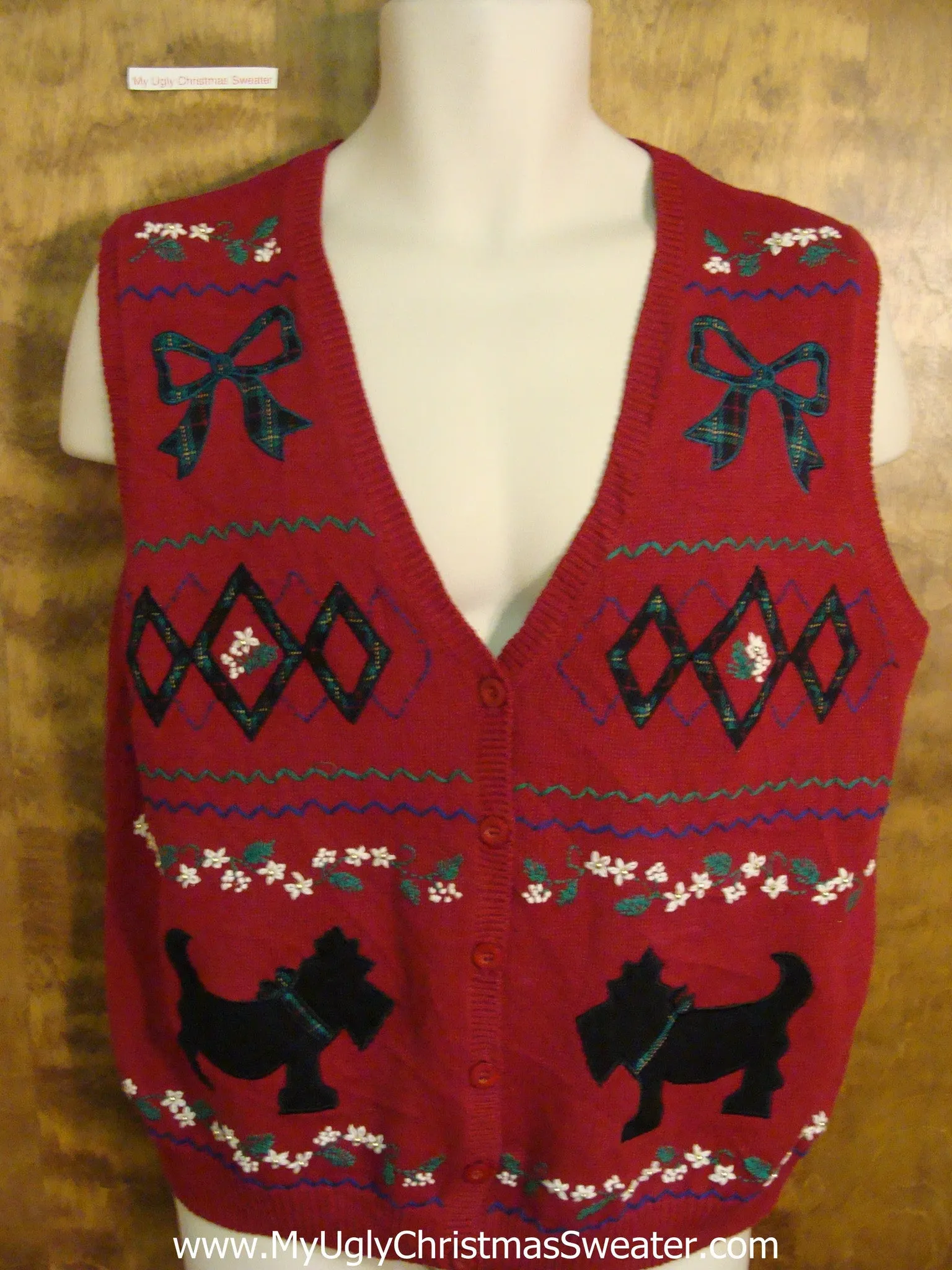 Scottie Dog Twins Cute Xmas Sweater Vest