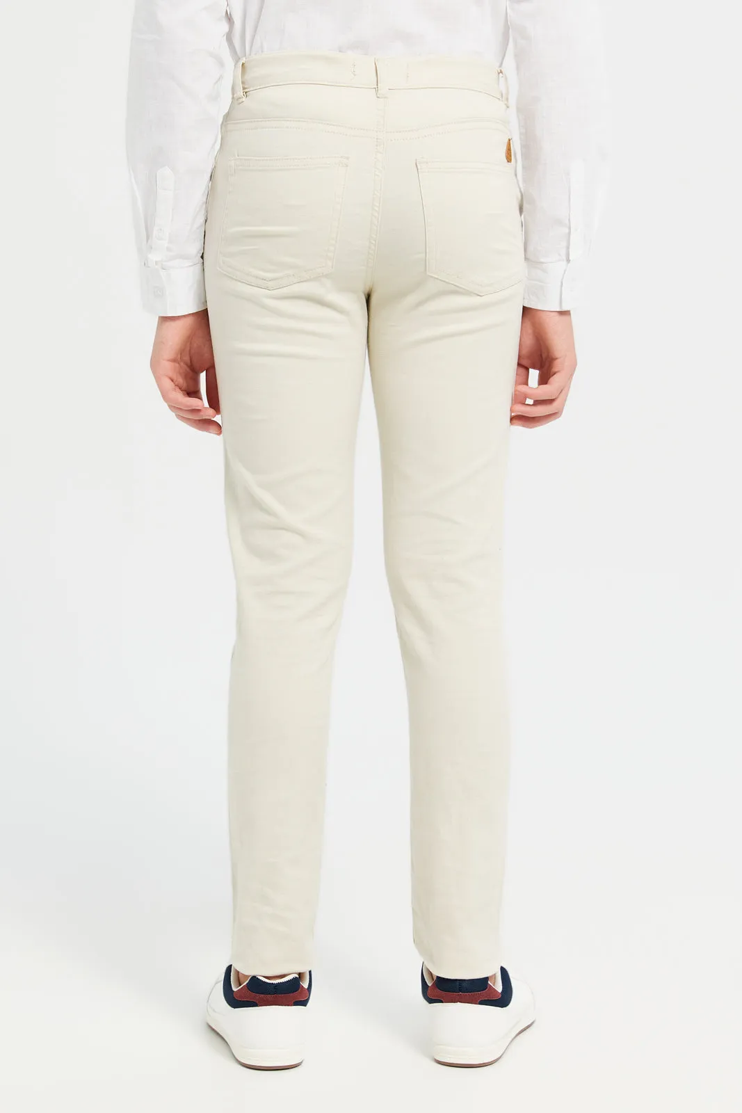 Senior Boys Beige Basic Casual Trousers