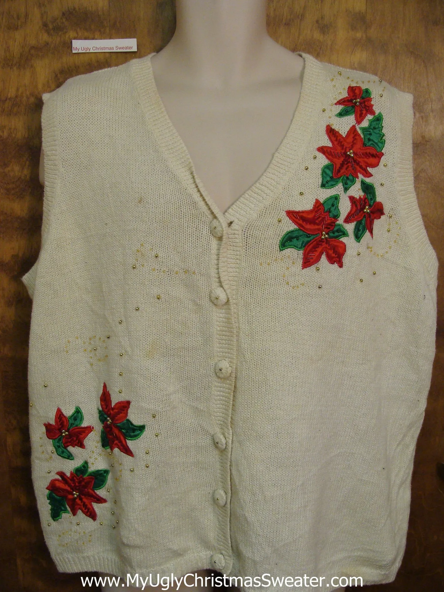 Simply Poinsettias Ugliest Christmas Sweater Vest  XXXL