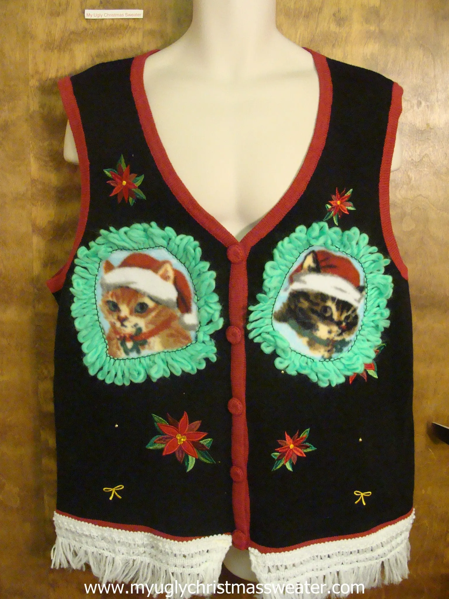 Tacky Santa Cats Christmas Cat Ugly Sweater Vest