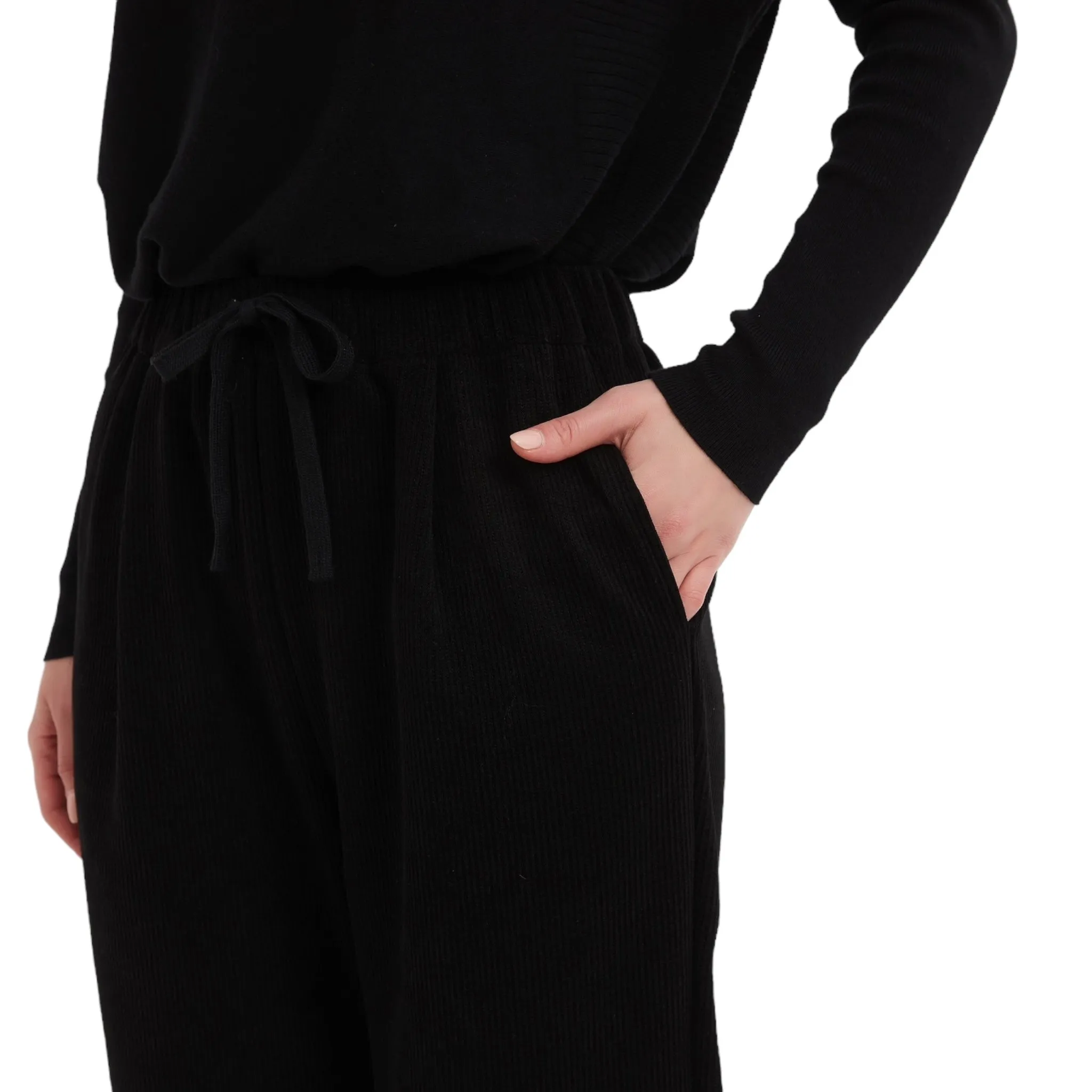 Tirelli Straight Leg Stretch Cord Trousers Black