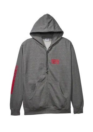 Track Zip Hoodie - Dark Heather Gray / Red