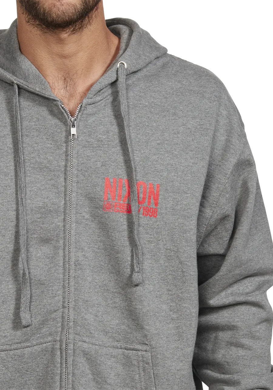 Track Zip Hoodie - Dark Heather Gray / Red