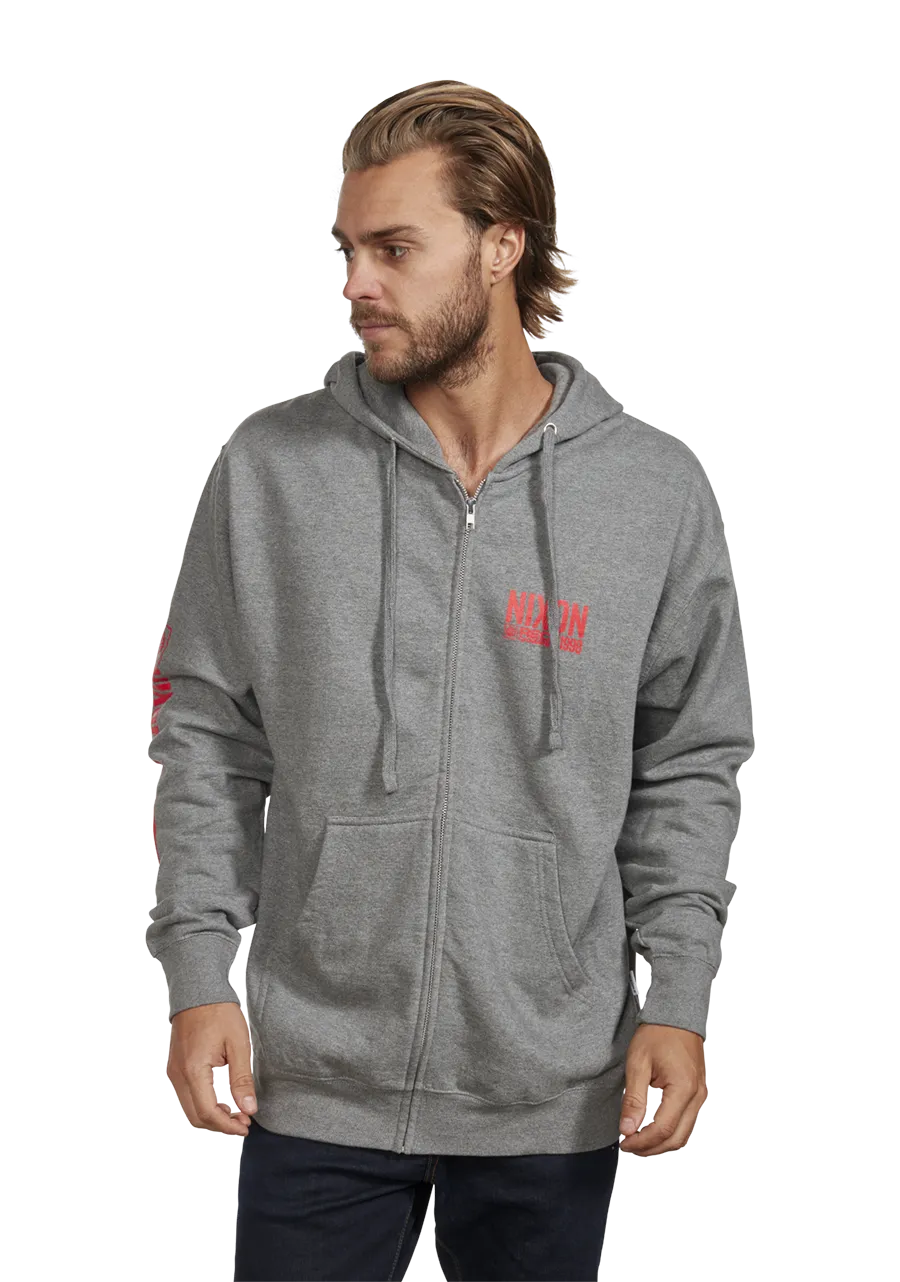 Track Zip Hoodie - Dark Heather Gray / Red