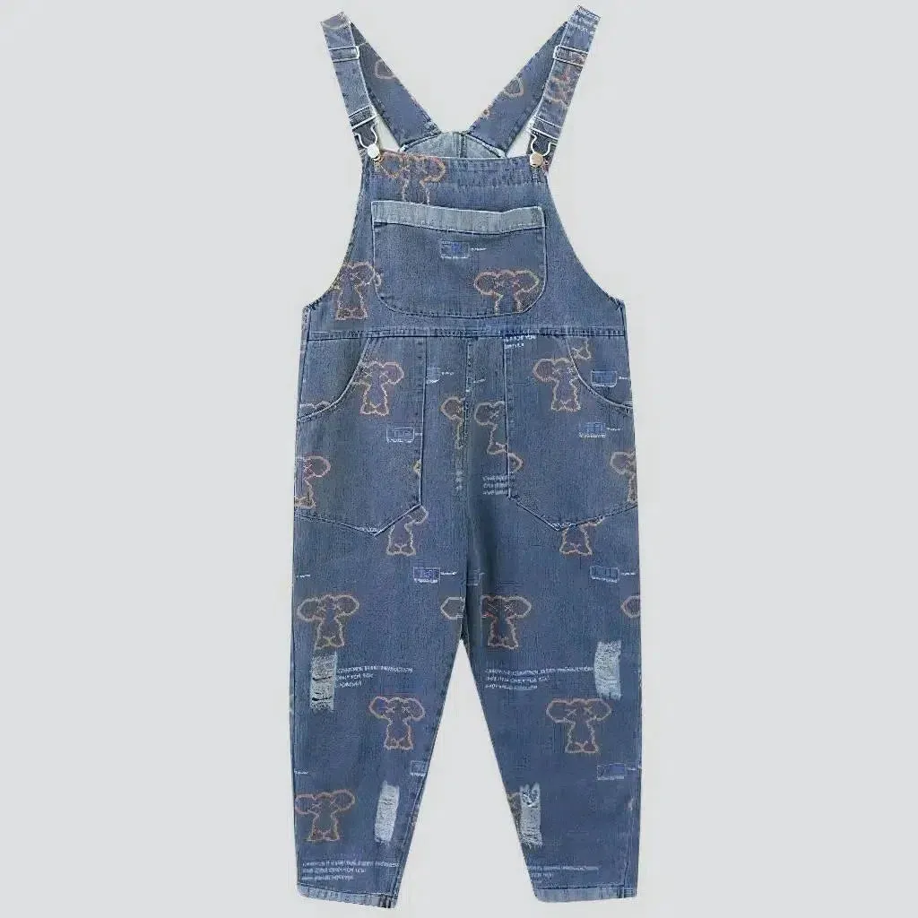 Trendy baggy painted jeans dungaree for ladies