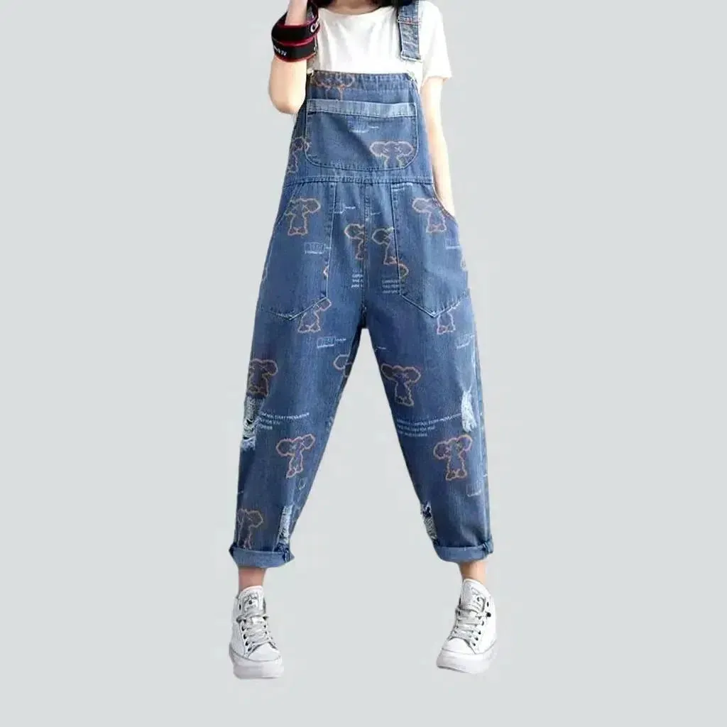 Trendy baggy painted jeans dungaree for ladies