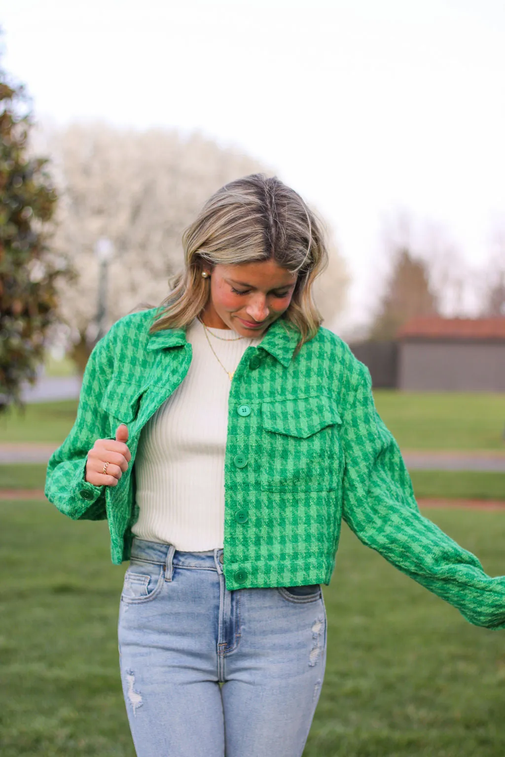 Tweed Button Down Jacket