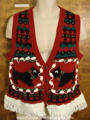 Ugly Christmas Sweater Vest with Dogs