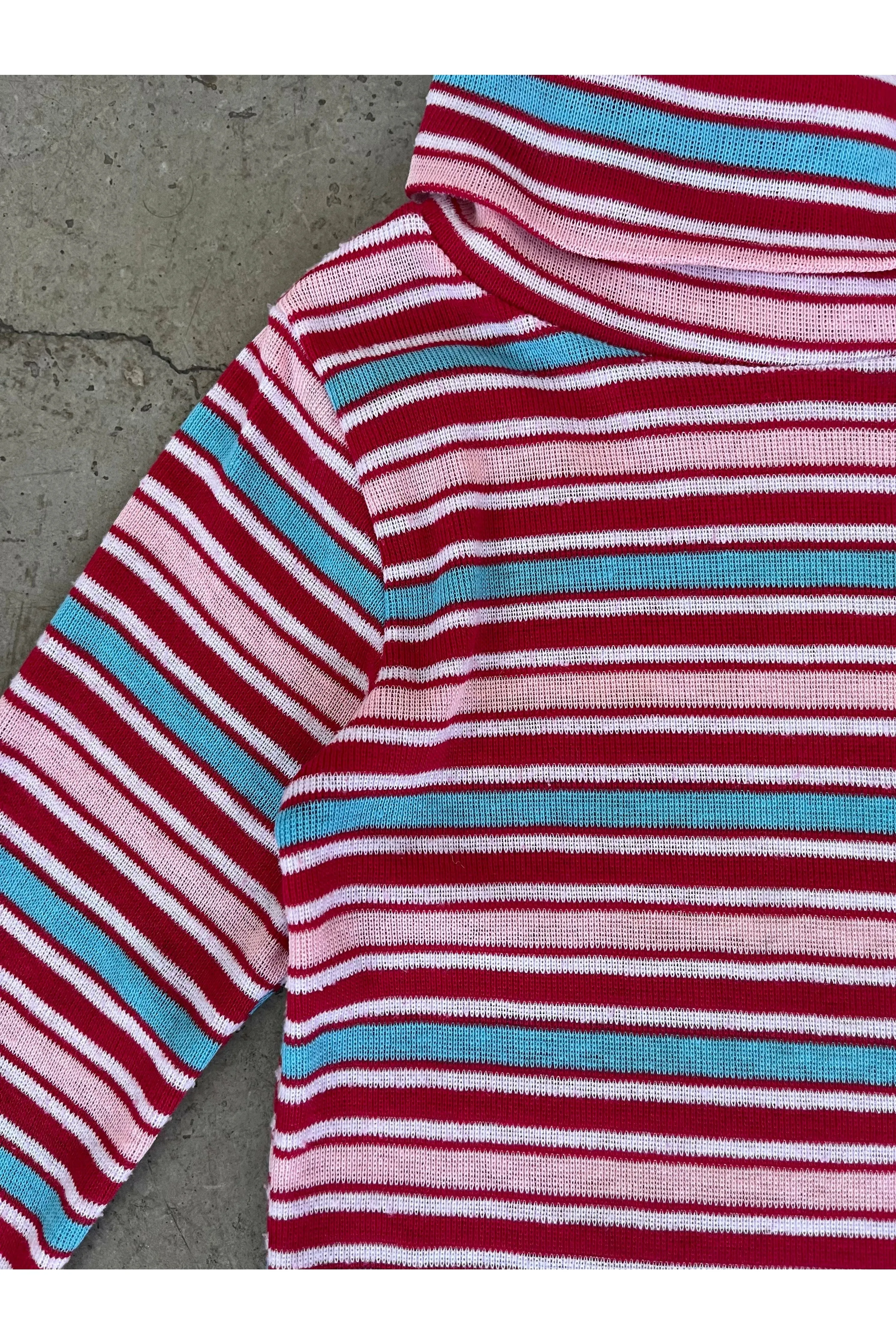 Vintage Pink Striped Turtleneck - Size 6X