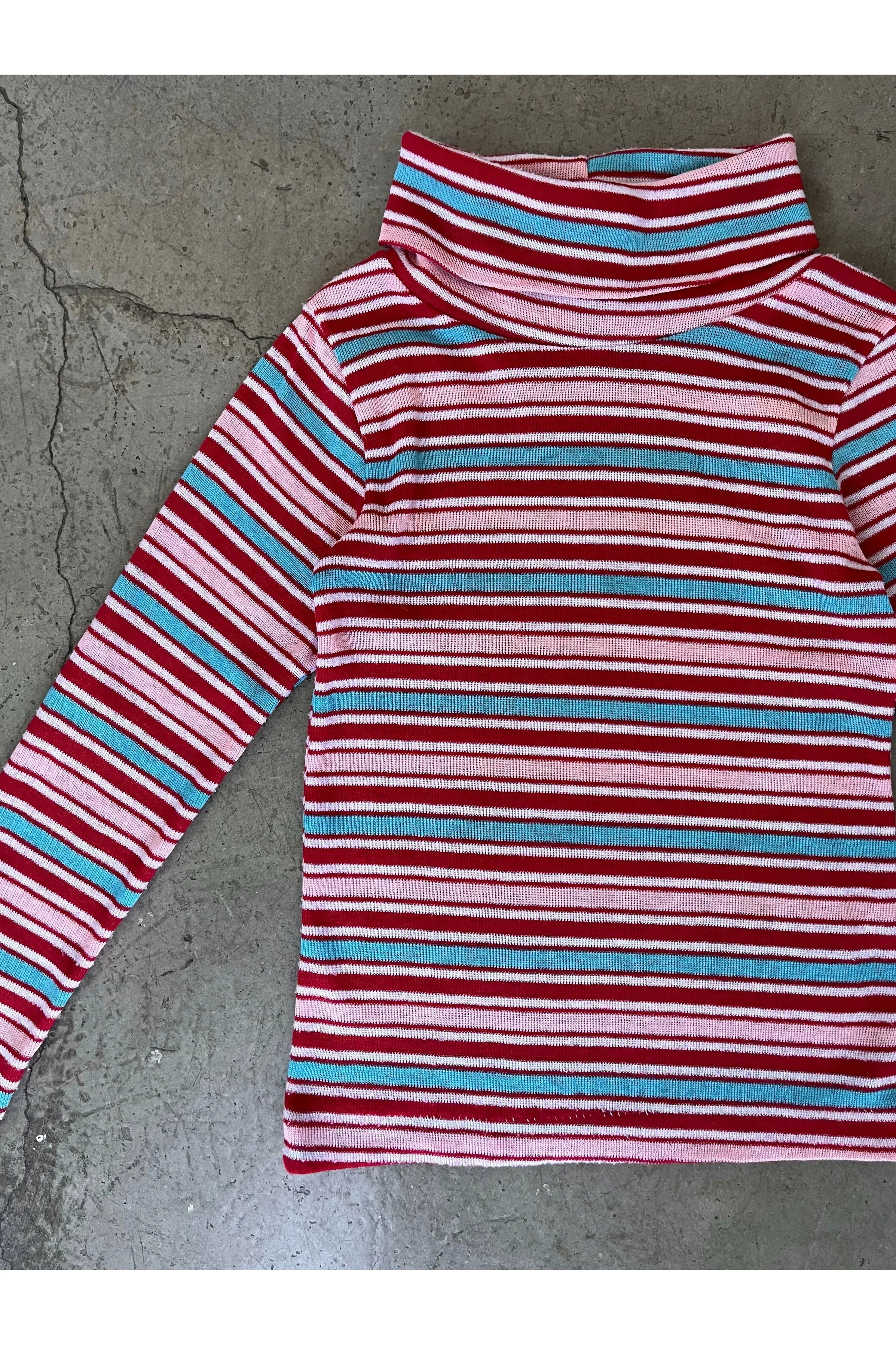 Vintage Pink Striped Turtleneck - Size 6X