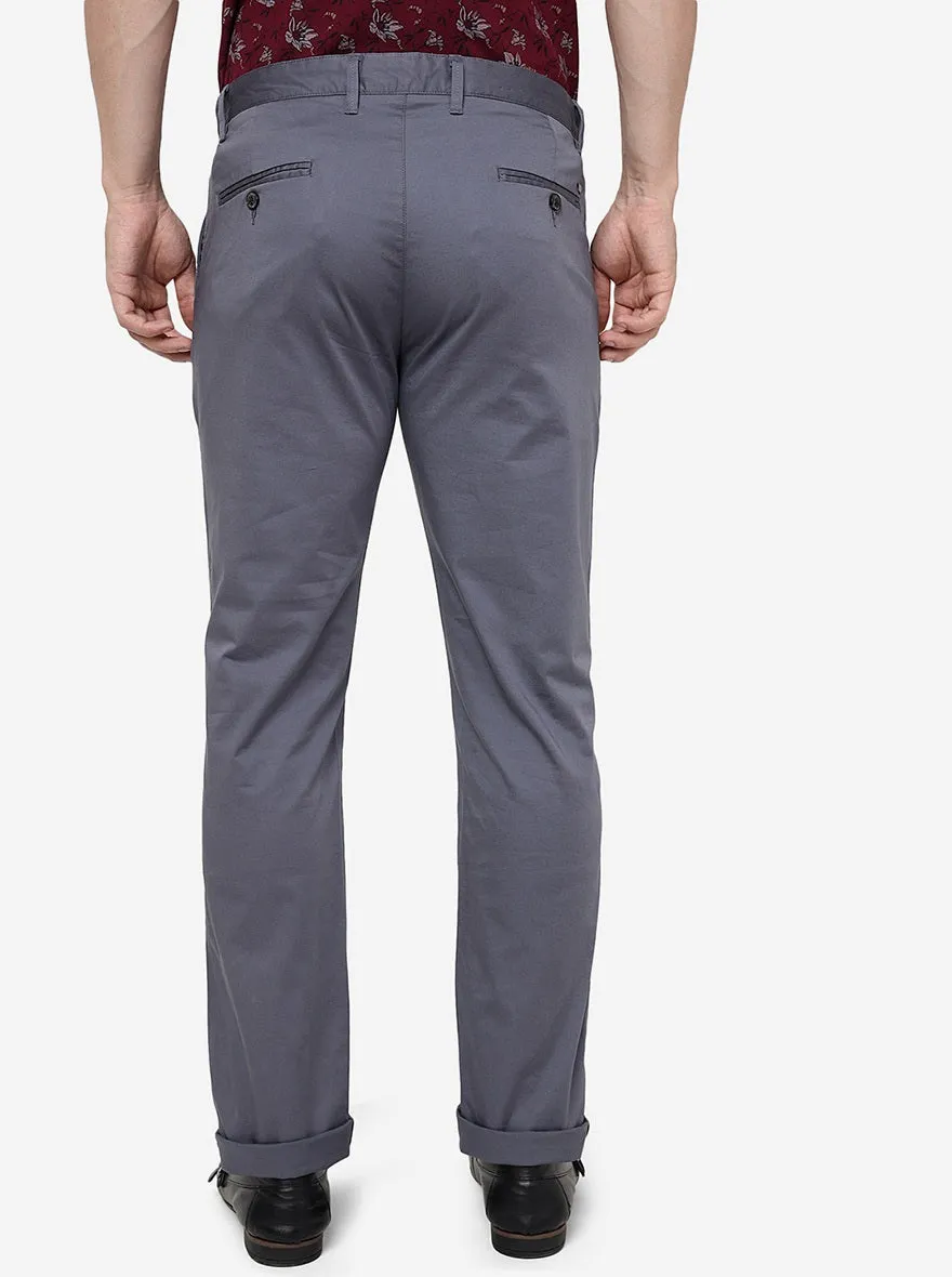 Violet Solid Uno Fit Casual Trouser | JadeBlue