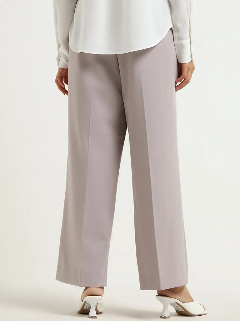 Wardrobe Grey Straight Fit Mid-Rise Trousers