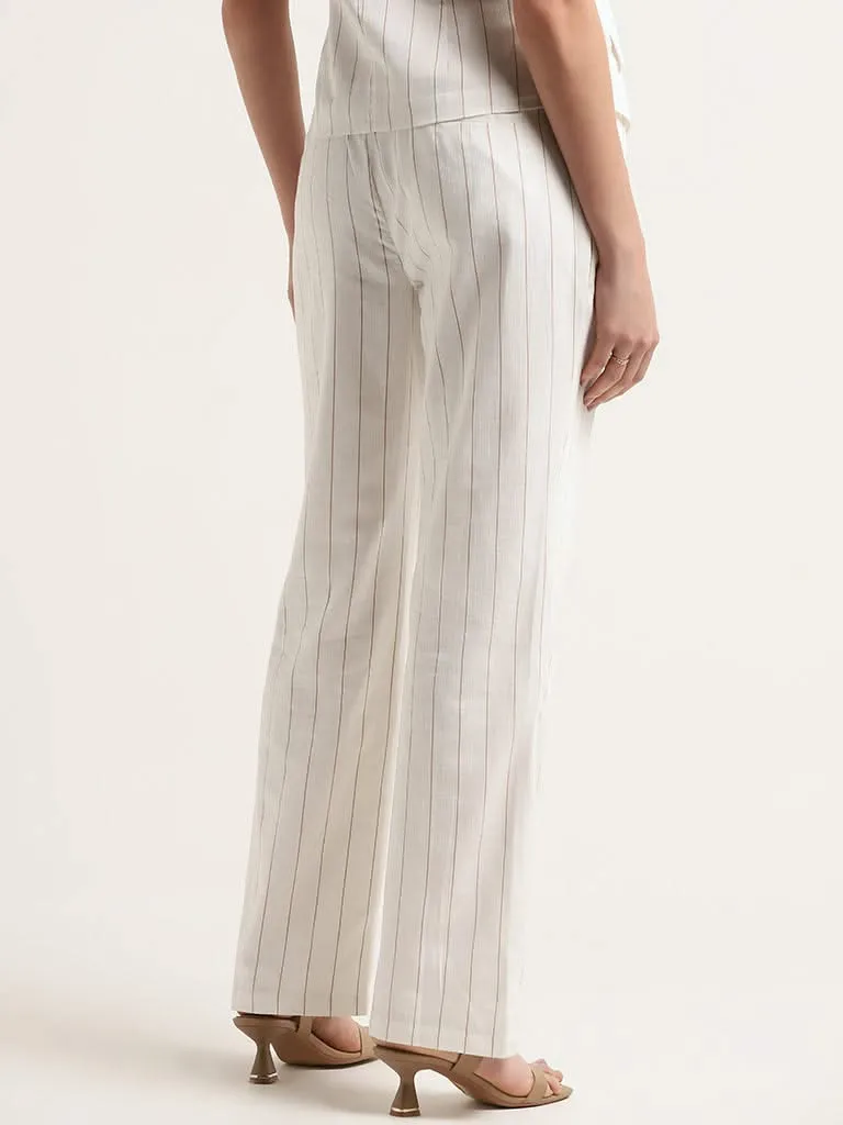 Wardrobe Off-White Striped Cotton Straight-Leg Trousers