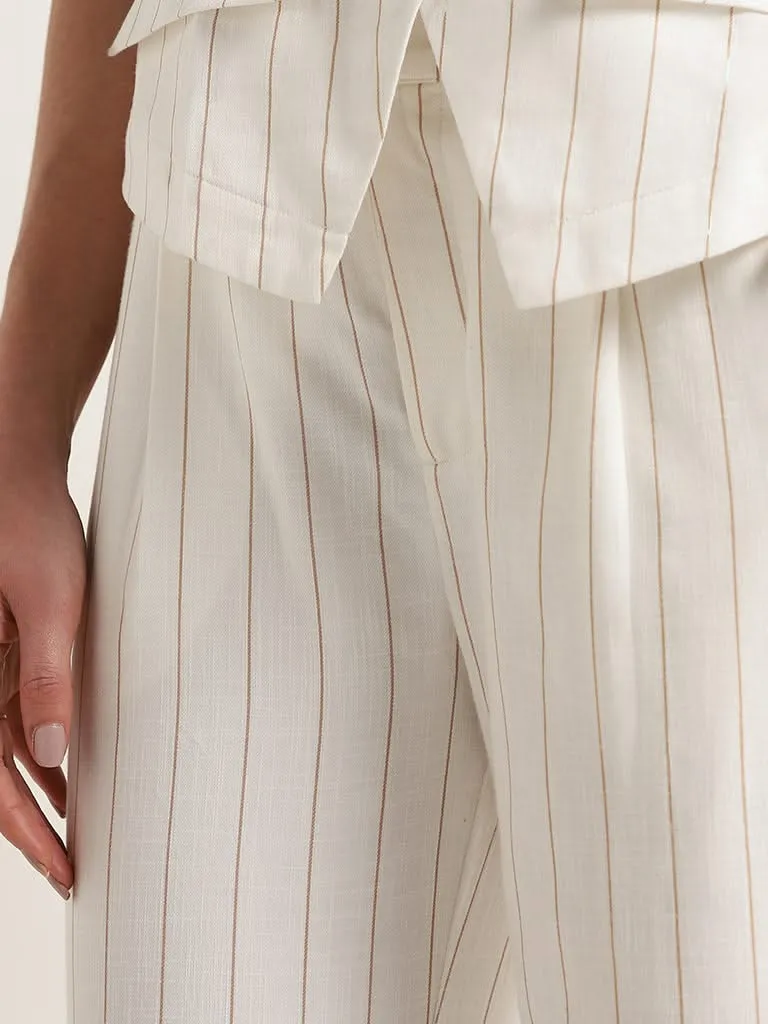 Wardrobe Off-White Striped Cotton Straight-Leg Trousers