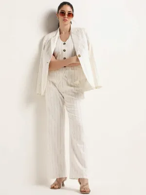 Wardrobe Off-White Striped Cotton Straight-Leg Trousers