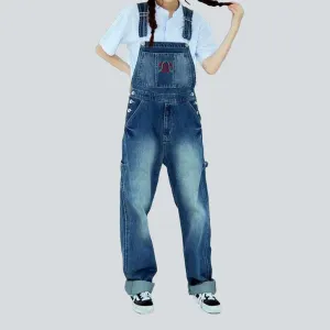 Women's jeans embroidered dungaree