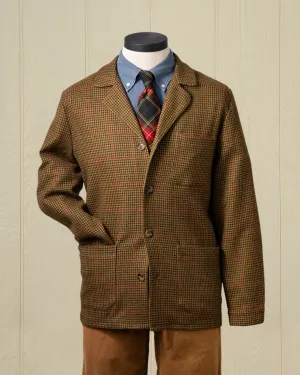 Wool/Cashmere Loafer Jacket in Olive Houndstooth