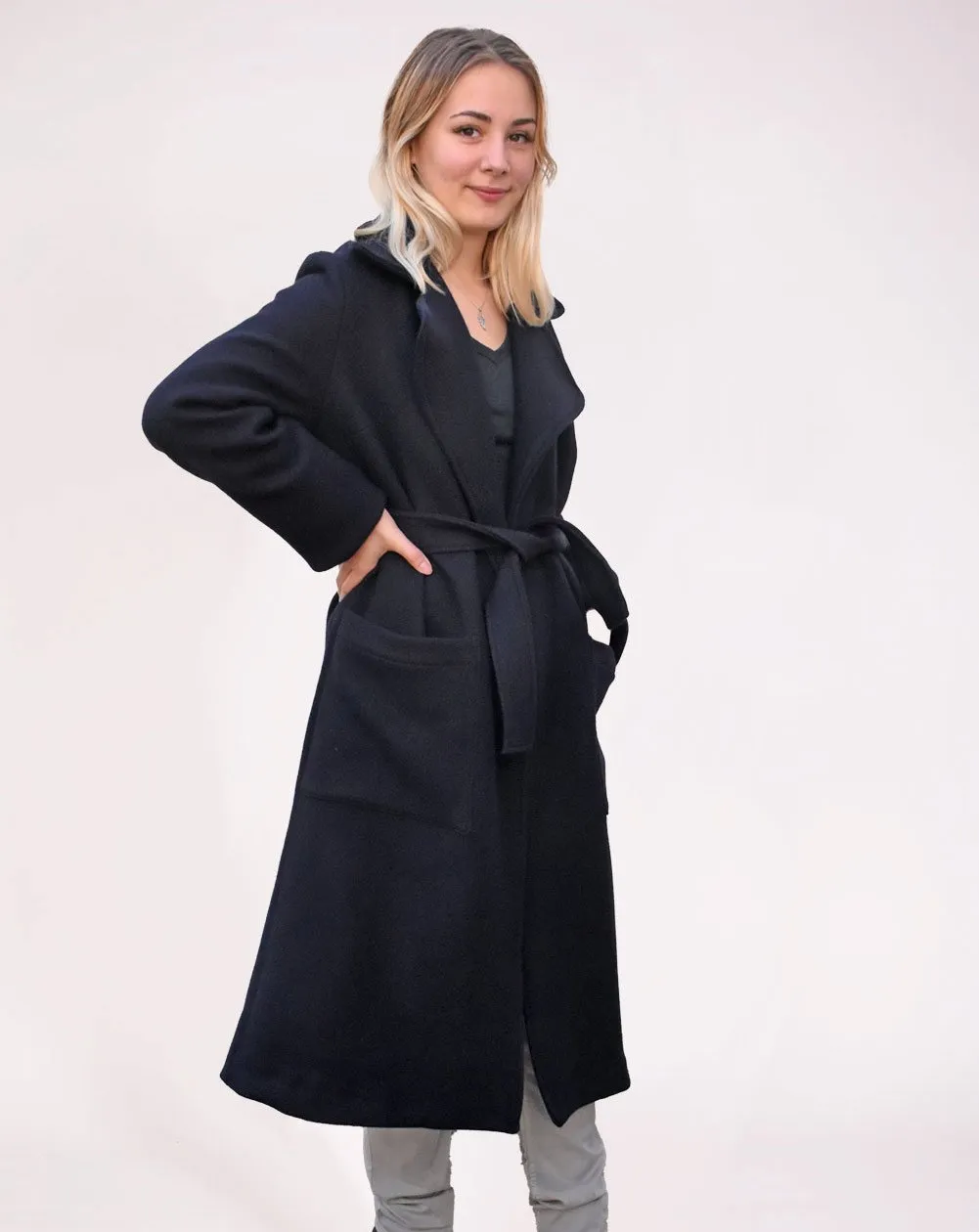 Zhara Wool Coat Dark Navy BLue